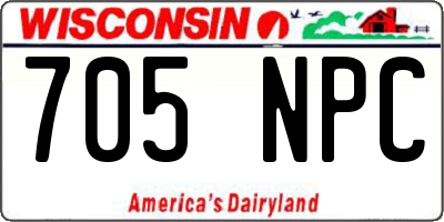 WI license plate 705NPC