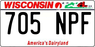 WI license plate 705NPF