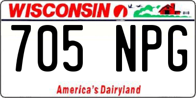 WI license plate 705NPG