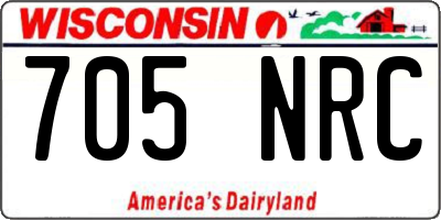 WI license plate 705NRC