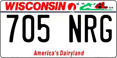 WI license plate 705NRG