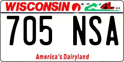 WI license plate 705NSA