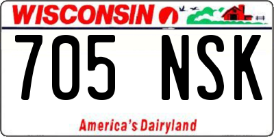 WI license plate 705NSK