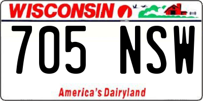 WI license plate 705NSW