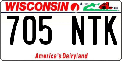 WI license plate 705NTK