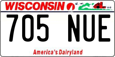 WI license plate 705NUE
