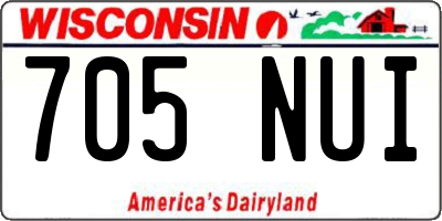 WI license plate 705NUI