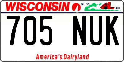 WI license plate 705NUK