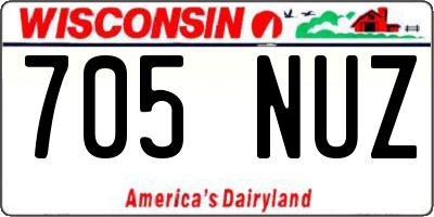 WI license plate 705NUZ