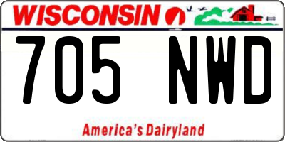 WI license plate 705NWD