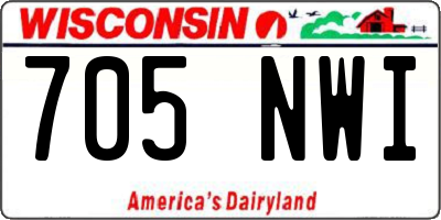 WI license plate 705NWI