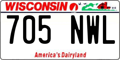 WI license plate 705NWL