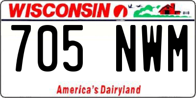 WI license plate 705NWM