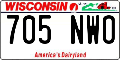 WI license plate 705NWO