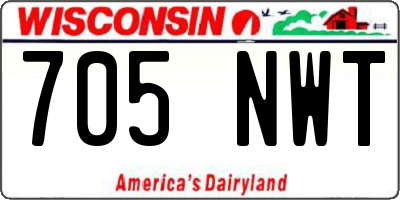 WI license plate 705NWT
