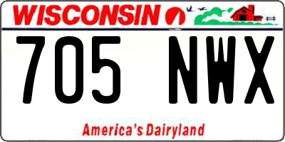 WI license plate 705NWX