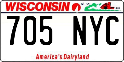 WI license plate 705NYC