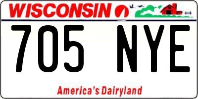 WI license plate 705NYE