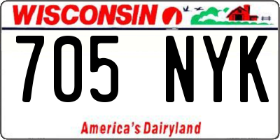 WI license plate 705NYK