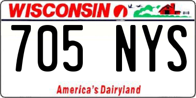 WI license plate 705NYS