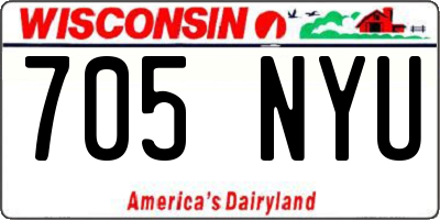 WI license plate 705NYU