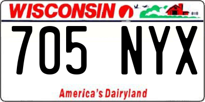 WI license plate 705NYX