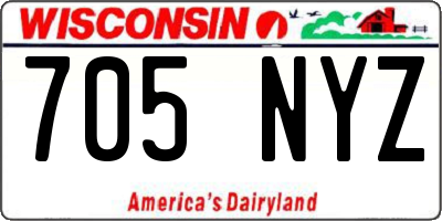 WI license plate 705NYZ