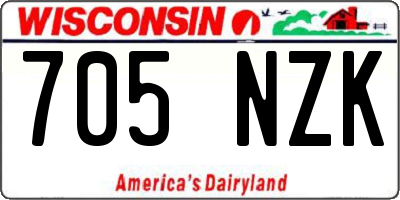 WI license plate 705NZK