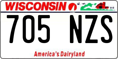WI license plate 705NZS