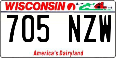 WI license plate 705NZW