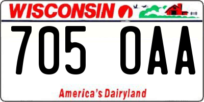 WI license plate 705OAA