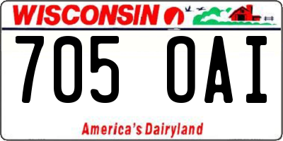 WI license plate 705OAI