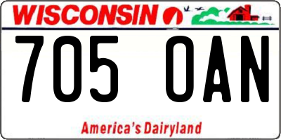 WI license plate 705OAN