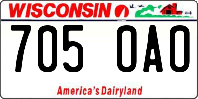 WI license plate 705OAO