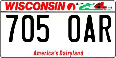 WI license plate 705OAR