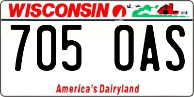 WI license plate 705OAS