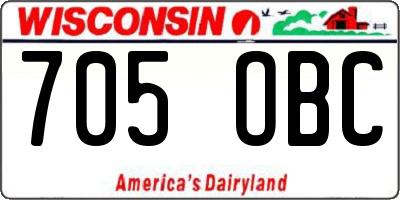 WI license plate 705OBC