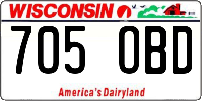WI license plate 705OBD