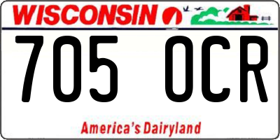 WI license plate 705OCR