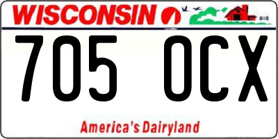 WI license plate 705OCX