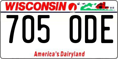 WI license plate 705ODE