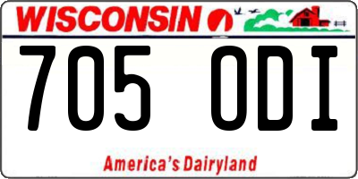 WI license plate 705ODI