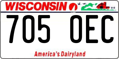 WI license plate 705OEC