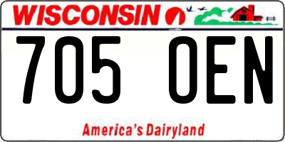 WI license plate 705OEN