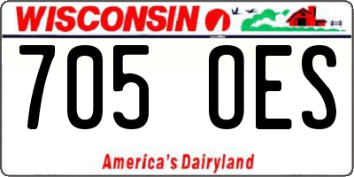 WI license plate 705OES