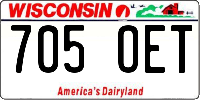 WI license plate 705OET