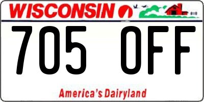 WI license plate 705OFF