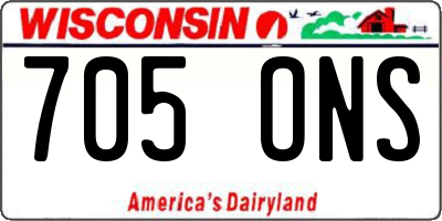 WI license plate 705ONS