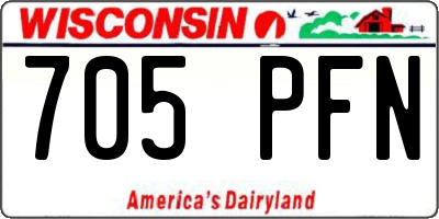 WI license plate 705PFN