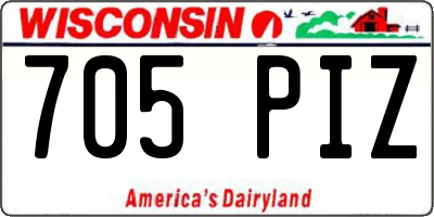 WI license plate 705PIZ